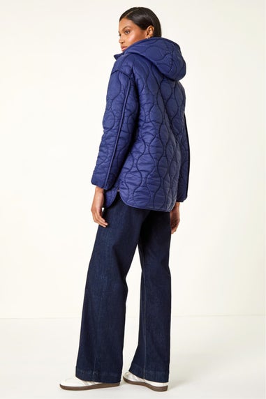 Roman Navy Quilted Hooded Coat