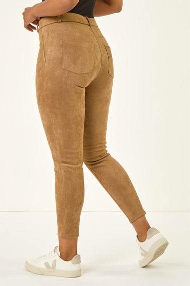 Roman Tan Petite Suedette Stretch Jeggings