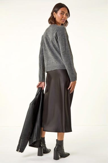 Roman Dark Grey Floral Sequin Knit Jumper
