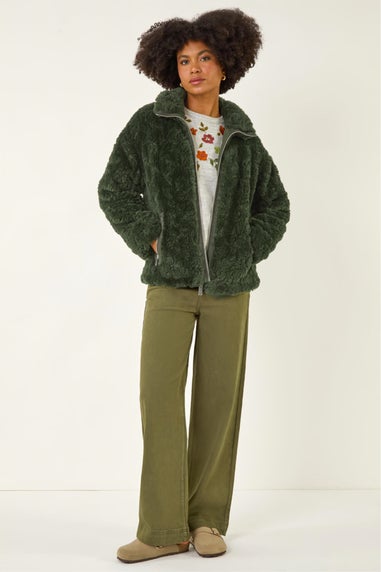 Roman Green Teddy Borg Bomber Coat