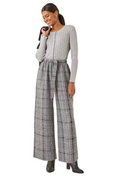 Roman Grey Belted Check Culotte Trousers