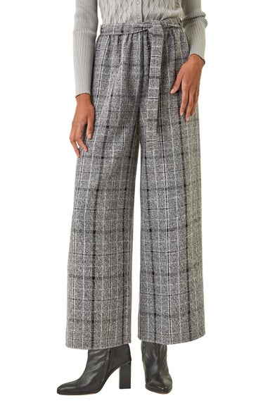 Roman Grey Belted Check Culotte Trousers