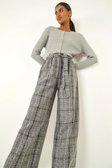 Roman Grey Belted Check Culotte Trousers