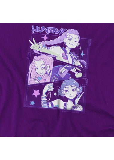 K-Pop Demon Hunters Kids Purple Huntr/X Anime T-Shirt (3-13yrs)