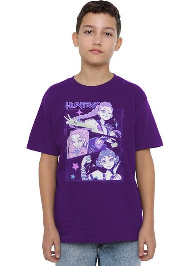 K-Pop Demon Hunters Kids Purple Huntr/X Anime T-Shirt (3-13yrs)