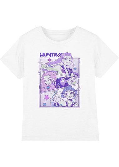 K-Pop Demon Hunters Kids White Huntr/X Anime T-Shirt (3-13yrs)