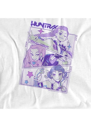K-Pop Demon Hunters Kids White Huntr/X Anime T-Shirt (3-13yrs)