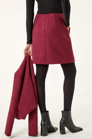 Roman Wine Boucle Textured A-Line Skirt