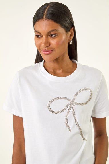 Roman Ivory Diamante Hotfix Bow Top