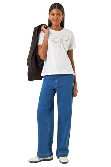 Roman Ivory Diamante Hotfix Bow Top