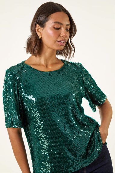Roman Forest Sequin Embellished T-Shirt
