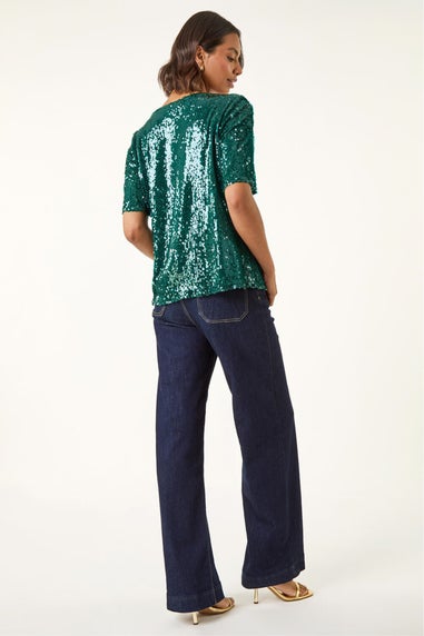 Roman Forest Sequin Embellished T-Shirt