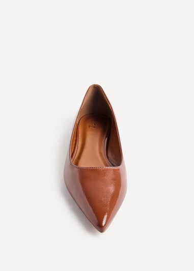 Linzi Orian Caramel Faux Leather Pointed Toe Ballet Flats