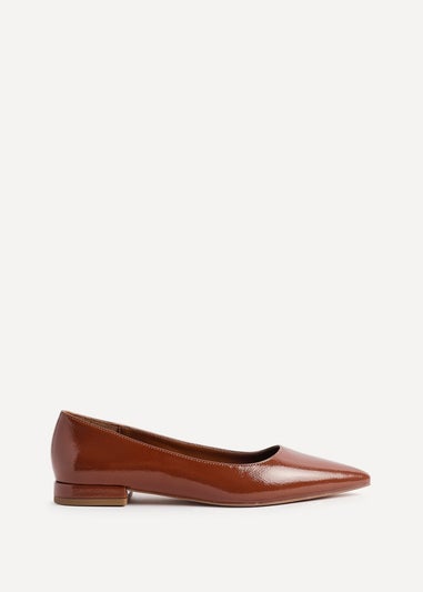 Linzi Orian Caramel Faux Leather Pointed Toe Ballet Flats