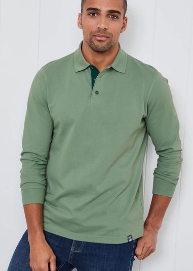 Cotton Traders Fresh Pear Long Sleeve Polo Shirt