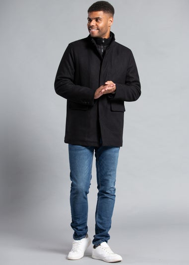 Tokyo Laundry Black Padded Faux Wool Coat