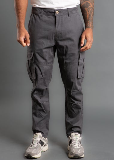Tokyo Laundry Dark Grey Cotton Twill Cargo Trouser