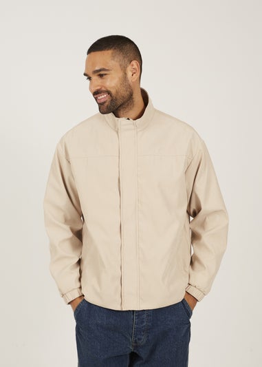 Brave Soul Stone Funnel Neck Oversized Jacket