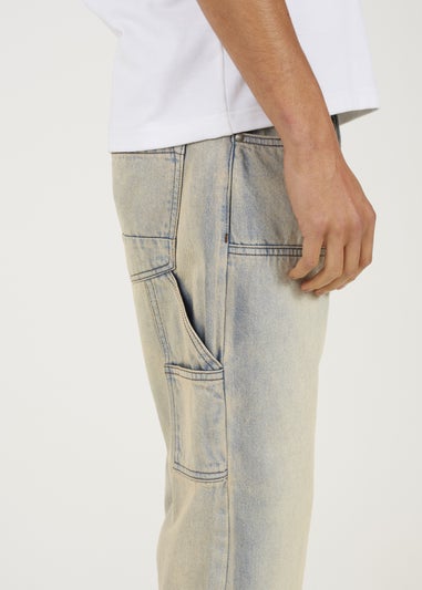 Brave Soul Sand Loose Fit Carpenter Style Denim Jeans