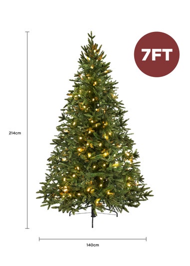 Charles Bentley Green Luxury 7ft Pre-Lit Faux Nordic Spruce Hinged Christmas Tree