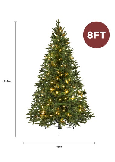 Charles Bentley Green Luxury 8ft Pre-Lit Faux Nordic Spruce Hinged Christmas Tree