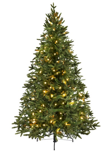 Charles Bentley Green Luxury 8ft Pre-Lit Faux Nordic Spruce Hinged Christmas Tree