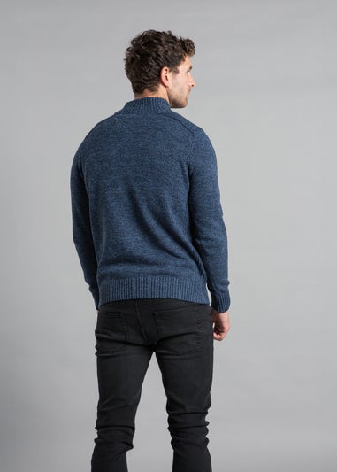 Kensington Eastside Navy Quarter Zip Twisted Yarn Knitted Jumper