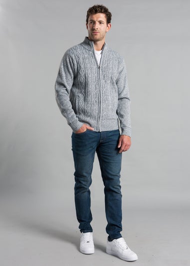 Kensington Eastside Grey Full Zip Funnel Neck Jumper