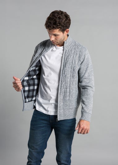 Kensington Eastside Grey Full Zip Funnel Neck Jumper