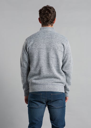 Kensington Eastside Grey Full Zip Funnel Neck Jumper