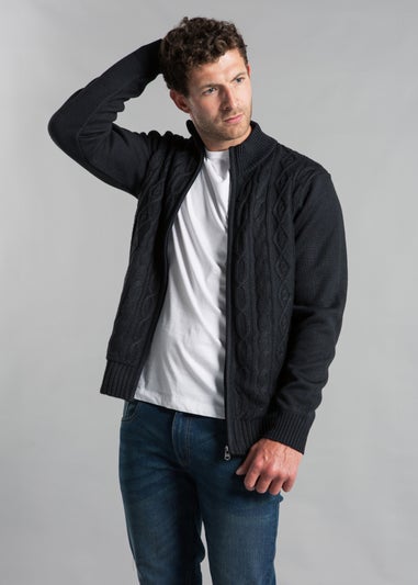 Kensington Eastside Navy Full Zip Funnel Neck Jumper