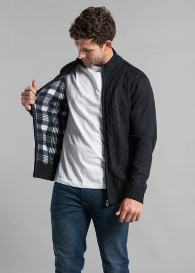 Kensington Eastside Navy Full Zip Funnel Neck Jumper