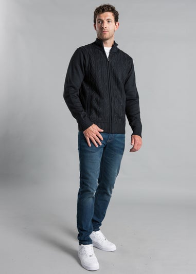 Kensington Eastside Navy Full Zip Funnel Neck Jumper
