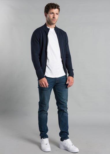 Kensington Eastside Navy Recycled Cotton Blend Zip-Through Cardigan