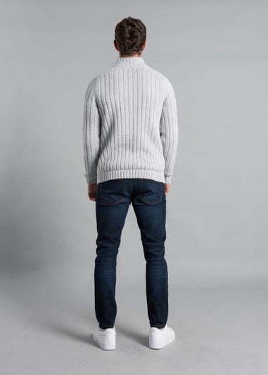 Kensington Eastside Grey 1/4 Zip Cable & Rib Jumper