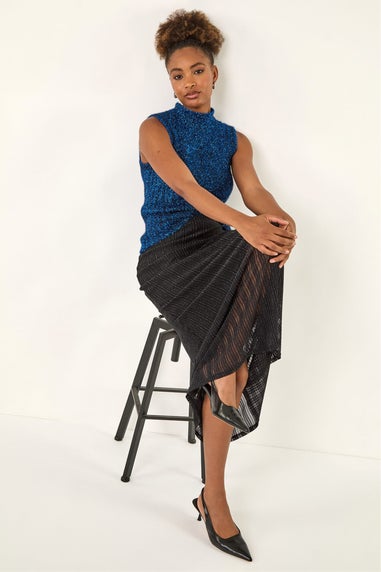 Roman Black Shimmer Overlay Skirt