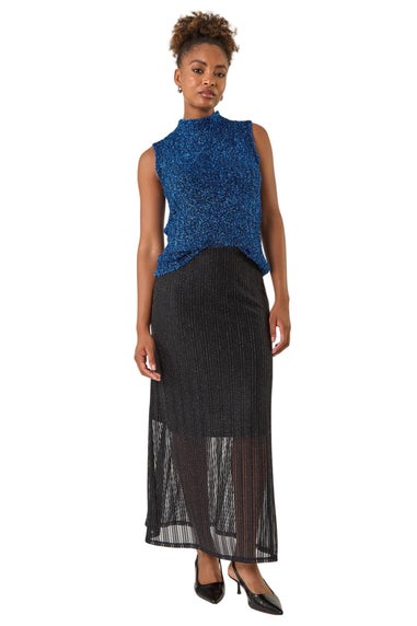Roman Black Shimmer Overlay Skirt