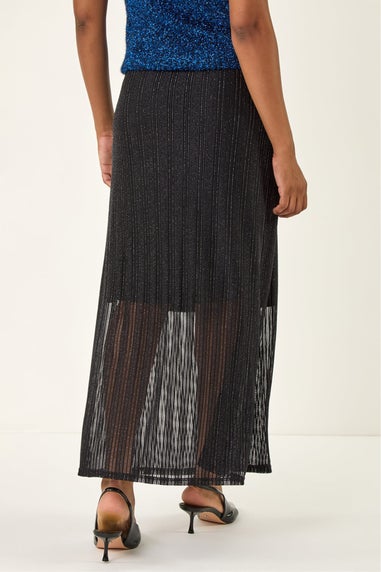 Roman Black Shimmer Overlay Skirt