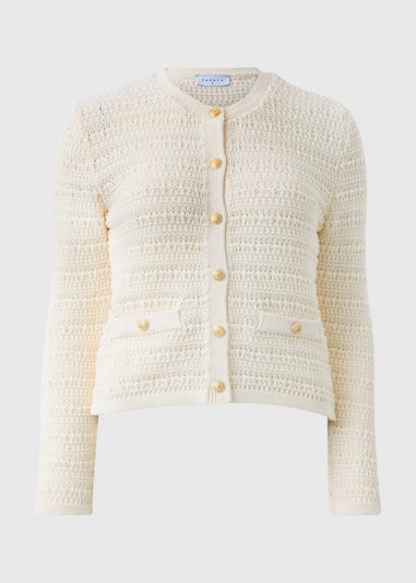 Ivory Stitch Button Cardigan