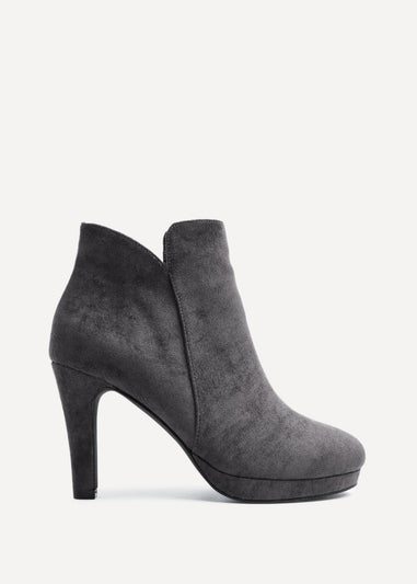 Linzi Layara Grey Faux Suede Small Platform Ankle Boot