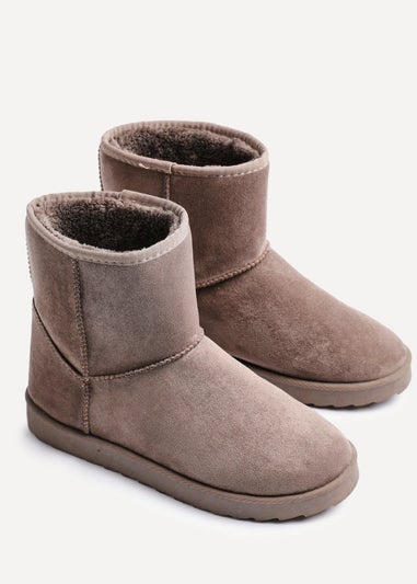 Linzi Addy Mocha Faux Suede Faux Fur Lined Ankle Boot