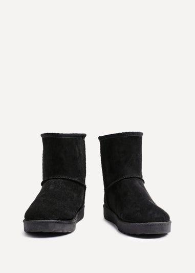 Linzi Addy Black Faux Suede Faux Fur Lined Ankle Boot