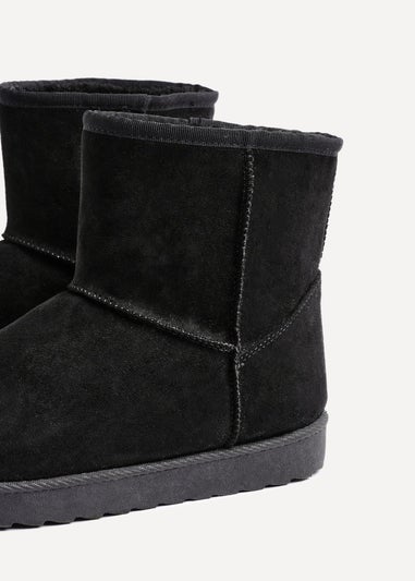 Linzi Addy Black Faux Suede Faux Fur Lined Ankle Boot