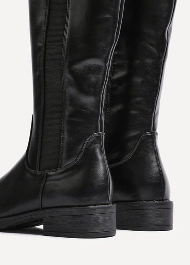 Linzi Alma Black Faux Leather High Leg Riding Boot