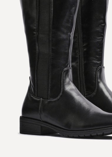 Linzi Alma Black Faux Leather High Leg Riding Boot