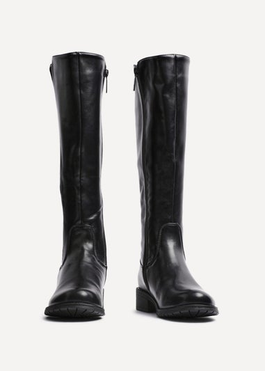 Linzi Alma Black Faux Leather High Leg Riding Boot