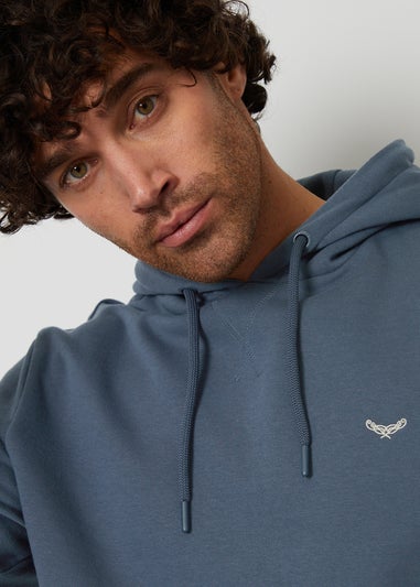 Threadbare Blue Cotton Blend Pullover Hoody