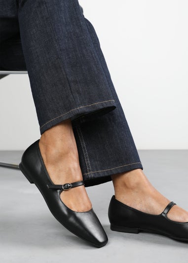 Where's That From Jennifer Black PU Wide Fit Mary Jane Flats