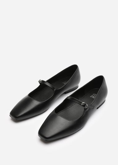 Where's That From Jennifer Black PU Wide Fit Mary Jane Flats
