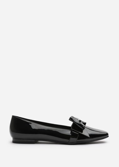 Where's That From Jessica Black Patent Wide Fit Square Toe Flats